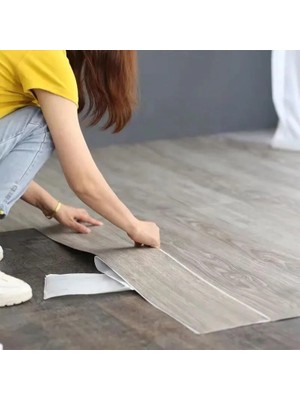 Renkli Duvarlar 1 MetreKare Alan Kaplar Nwyp02 Açık Gri Yapışkanlı Pvc Yer Döşeme Parkesi