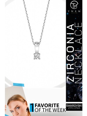 Swarovski Taşlı Gümüş Tektaş Bayan Kolye