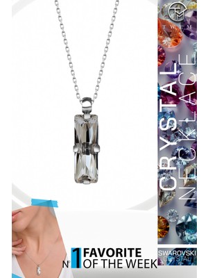 Swarovski Crystal Kadın Beyaz Baget Gümüş Kolye