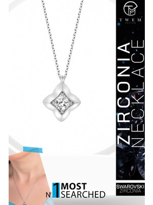 Swarovski Taşlı Gümüş Dörtgen Bayan Kolye