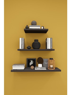 Asra Trend Modern 3'lü Uçan Raf Çok Amaçlı Duvar Rafı Organizer %100 MDF Kitaplık Mutfak Banyo Rafı DRF02