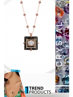Swarovski Crystal Kadın Black Dıamond Zirconia Rose Gümüş Kolye