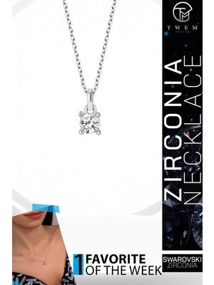 Swarovski Taşlı Gümüş Tektaş Kadın Kolye