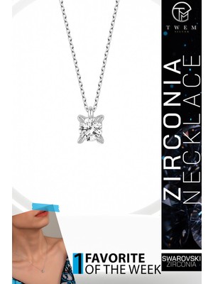Swarovski Taşlı Gümüş Tektaş Kolye