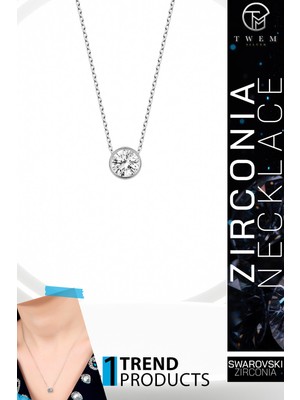 Swarovski Taşlı Gümüş Tektaş Bayan Kolye