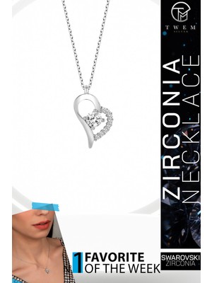 Swarovski Taşlı Gümüş Kalp Tektaş Bayan Kolye