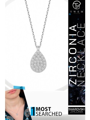 Swarovski Taşlı Gümüş Damla Bayan Kolye