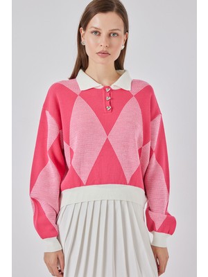 Bigdart Kadın Crop Triko Kazak 15936 - C. Pembe