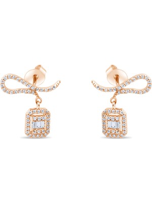 Lial Diamond 0.14 Karat Baget Pırlanta Küpe ,doğal Pırlanta, Sertifikalı Mücevher