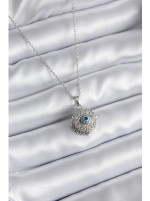 Bluefeet 316L Çelik Gold Renk Zirkon Taşlı Göz Model Kadın Kolye