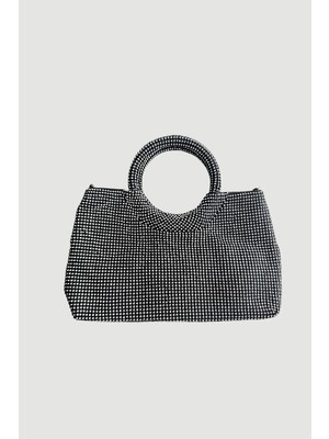 Gusto Taşlı Mini Abiye Çanta - Siyah