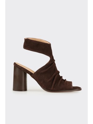 Elle Kahve Deri Kadın Sandalet