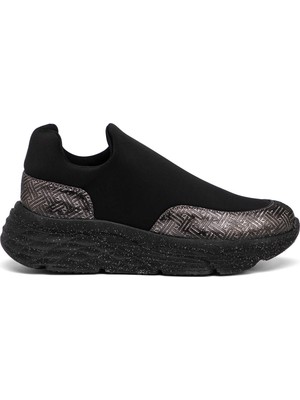 Tergan Siyah Deri-Tekstil Kadın Sneaker - K25I1AY67903-A23