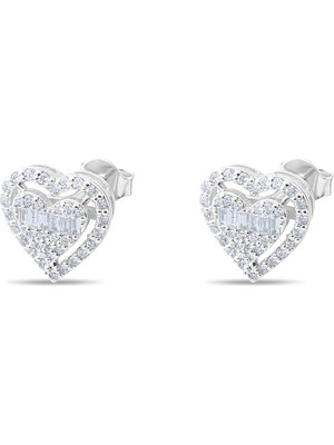 Lial Diamond 0.23 Karat Baget Pırlanta Küpe, Çiçek Motifli ,doğal Pırlanta, Sertifikalı Mücevher
