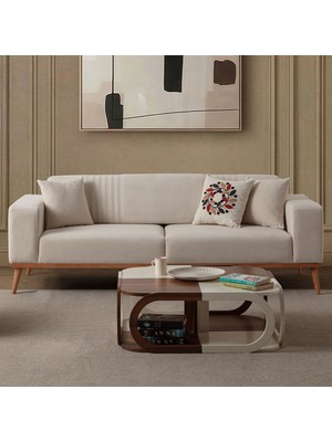 Edsy Home Regnar 3'lü Koltuk Kanepe Polar Kumaş Krem