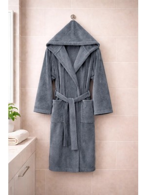 Mysoft Home Triga Kapüşonlu Bornoz %100 Pamuk