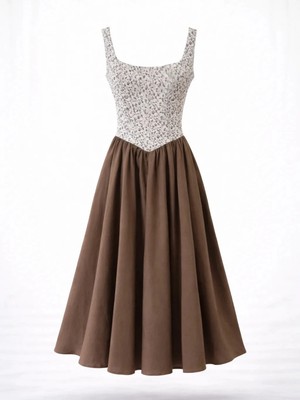 Retrobird 50S Belle Corset Midi Elbise Kadın Vizon