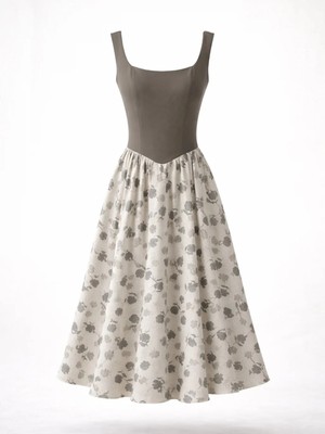 Retrobird 50S Belle Corset Midi Elbise Kadın Boz Rengi