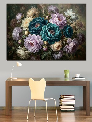 Karizma Tablo Karışık Renkli Bahar Çiçekleri Buketi Dekoratif Kanvas - Mdf Ahşap Tablo