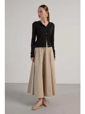 Minaaise Yüksek Bel Kloş Uzun Etek Taş