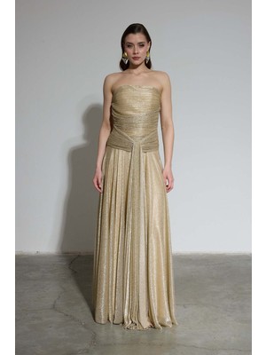 Carmen  Elbıse Staplez Drapeli Uzun