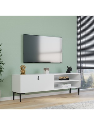 Nilah Alvin 140 cm Modern Tv Sehpası Beyaz