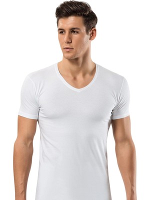 Anıt V Yaka Modal Yarım Kollu Erkek Atlet 1204