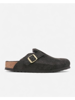 Birkenstock Boston Vl Shearling Shimmering Kadın Siyah Terlik 1030303