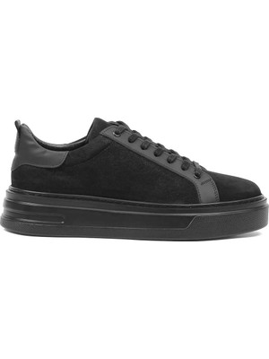 Celal Gültekin Erkek Siyah Kalın Tabanlı Nubuk Deri Sneaker