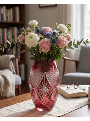 Akden Store El Işçiliği Kristal Dekor Cam Vazo / Lüks Premium Vazo