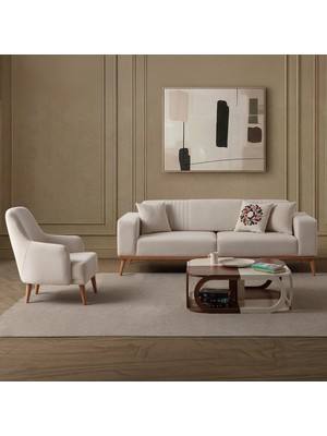 Edsy Home Regnar 3+1 Koltuk Takımı Polar Kumaş Krem