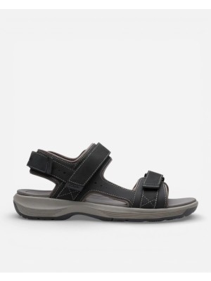 Clarks Guideview Trek Black Leather Erkek Siyah Sandalet 26187591
