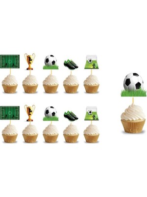 Trend Hediye Sepeti 10'lu Futbol Temalı Pasta ve Muffin Cupcake Süsleme Kürdanı