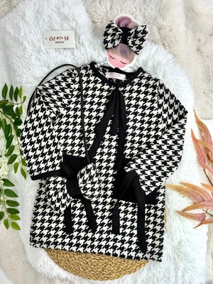 Özşe Moda Çantalı Kazayağı Desen Örme Elbise