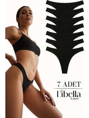 Libella İç Giyim Libella Iç Giyim Kadın Siyah Beyaz Ten Renkli Tanga Külot Pamuklu Likralı Esnek Konforlu String Model 7'li Paket