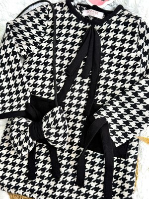 Özşe Moda Çantalı Kazayağı Desen Örme Elbise