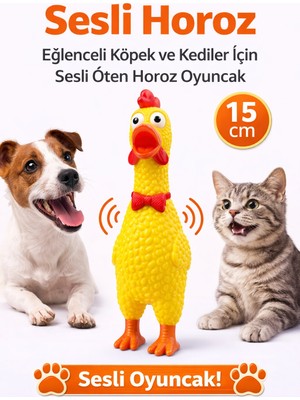 LTG Nova Sesli Horoz Eğlenceli Kediler Için Sesli Öten Horoz Oyuncak 15 cm