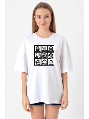 The Psycho Bunch Beyaz Kadın Oversize Tshirt