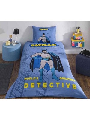Özdilek Lisanslı Fitted Çarşaflı Tek Kişilik Çocuk Nevresim Takımı Batman Detective Mavi 1295