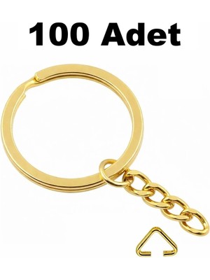 Eyfel Orhan Çanta Kadın Renkli Gold Zincirli Anahtarlık Halkası 100 Adet 2.5cm Üçgen Aparatlı
