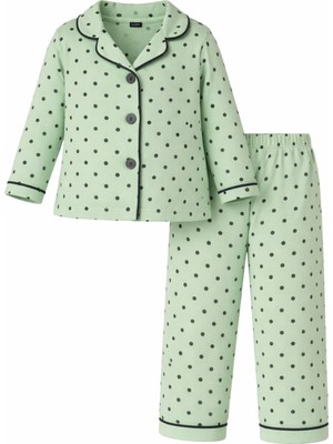 Bubito Kız Bebek Puantiye Desenli 2'li Pijama Takımı - Yeşil