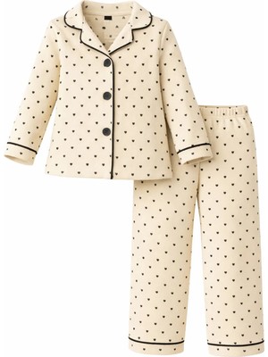 Bubito Kız Bebek Puantiye Desenli 2'li Pijama Takımı - Bej