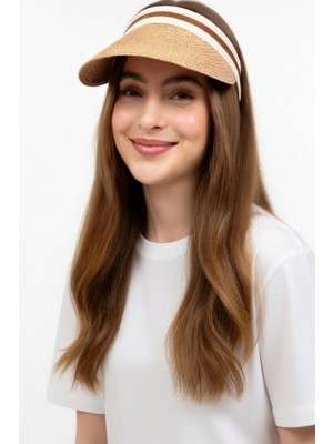 Mollycrush Kadın Camel Hasır Taç Güneş Koruyucu Vizör | Tessettür Uyumlu Tenis Taç Şapka