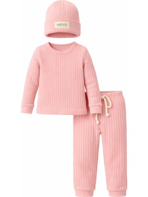 Bubito Şapkalı Bebek&çocuk Alt Üst 3'lü Takım-Somon