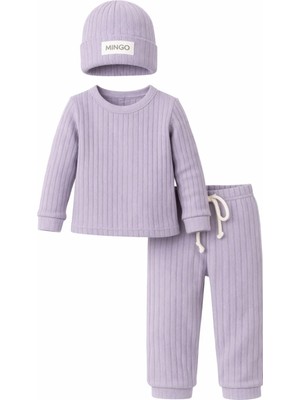 Bubito Şapkalı Bebek&çocuk Alt Üst 3'lü Takım-Lila