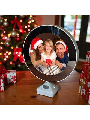 Yuvarlak Sihirli Ayna LED Işıklı Dekoratif Gece Lambası Fotoğraflı Ayna Ev Ofis Için Hediye Mini Boy