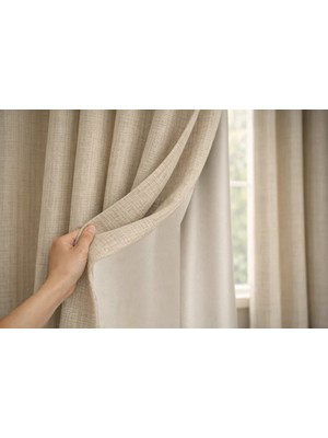 Fluiana Keten Blackout Fon Perde| Bej | Pilesiz | %100 Blackout Perde |
