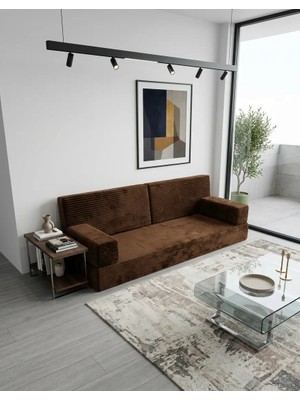 Bakırözü Home Premium Fitilli Kadife Kumaş, Modüler Dinlenme Koltuğu , Yer Yatağı ve Koltuk Takımı - Kahve