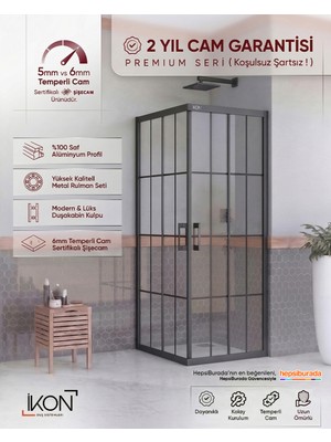 İkon Duş Sistemleri Siyah Karolaj Duş Kabini H:190