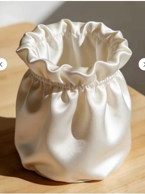 Lotus Home Büzgülü Saten Görünümlü Organizer – Dekoratif Makyaj & Aksesuar Kutusu